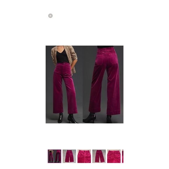 Anthropologie Maeve Colette Cropped Wide Leg Corduroy Pants Grape Purple size 31 - Picture 10 of 10